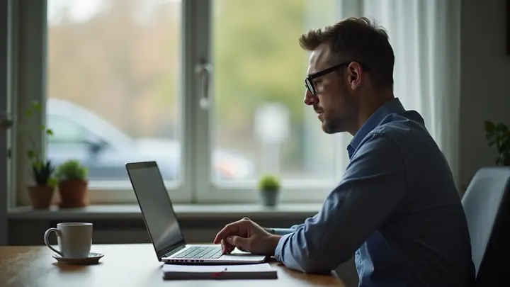Person reviewing open job listings on a laptop with notes on the desk